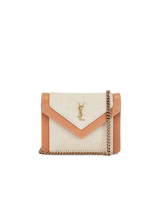 Saint Laurent Uptown Pouch In Canvas and Smooth Leather Natural Beige in  Canvas/Leather with Gold-tone - US