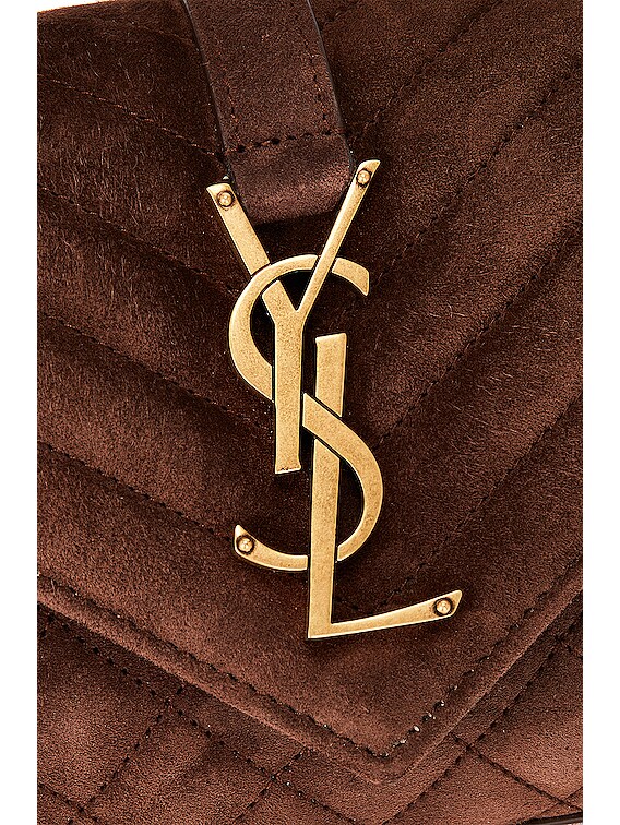 Saint Laurent Small Envelope Chain Bag in Bark Brown, Chocolate. Size all.