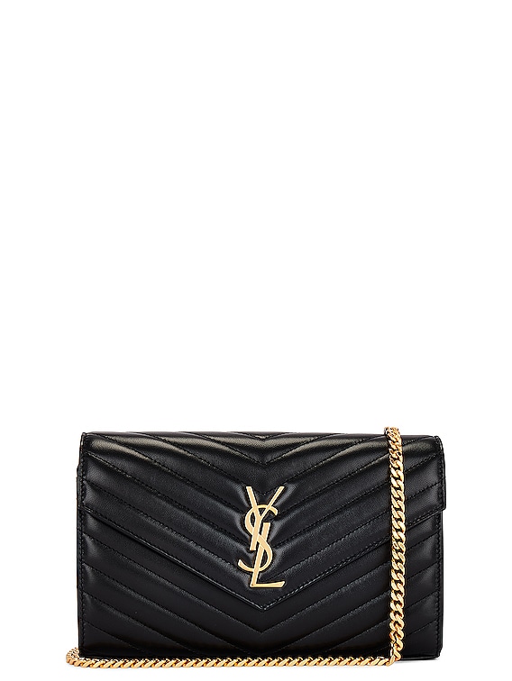 Saint Laurent YSL Quilted Satin Wallet on Chain in 2023
