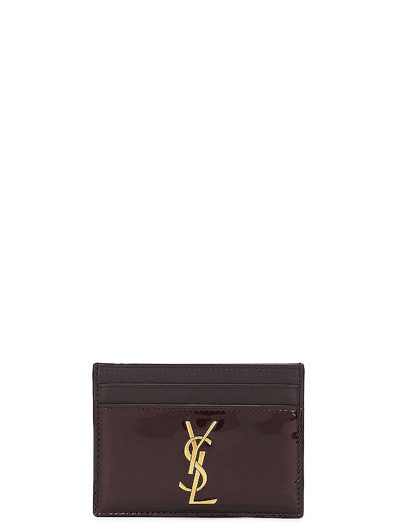 Saint Laurent Cassandre Credit Card Case in Burgundy | FWRD