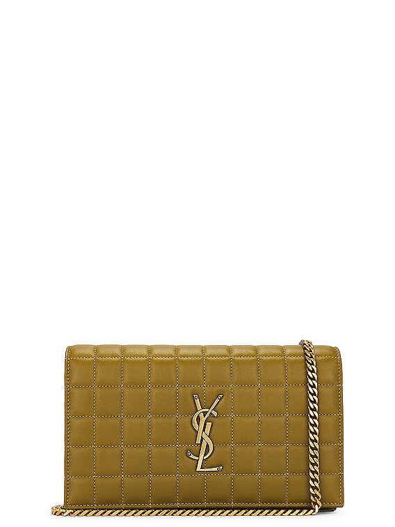 Saint Laurent Cassandre Classic Chain Wallet Bag in Vert Olive | FWRD