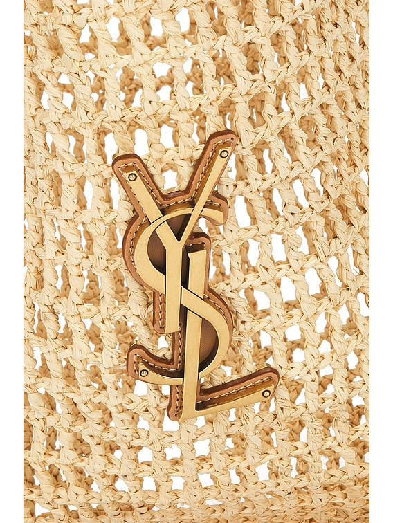 Saint Laurent Raffia Shoulder Bag in Naturel & Vintage Brown Gold