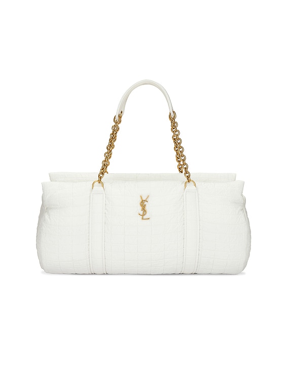 ＊Saint Laurent＊ ホワイトファブリックグロリアトラベルバッグ Saint Laurent Gloria Travel Bag in Milky White | FWRD
