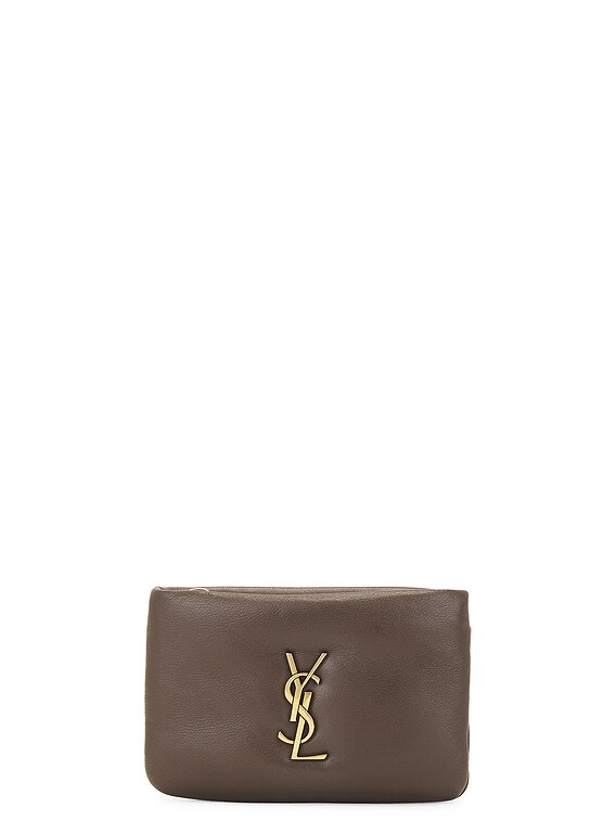 Saint Laurent Zipped Credit Card Case in Light Musk | FWRD