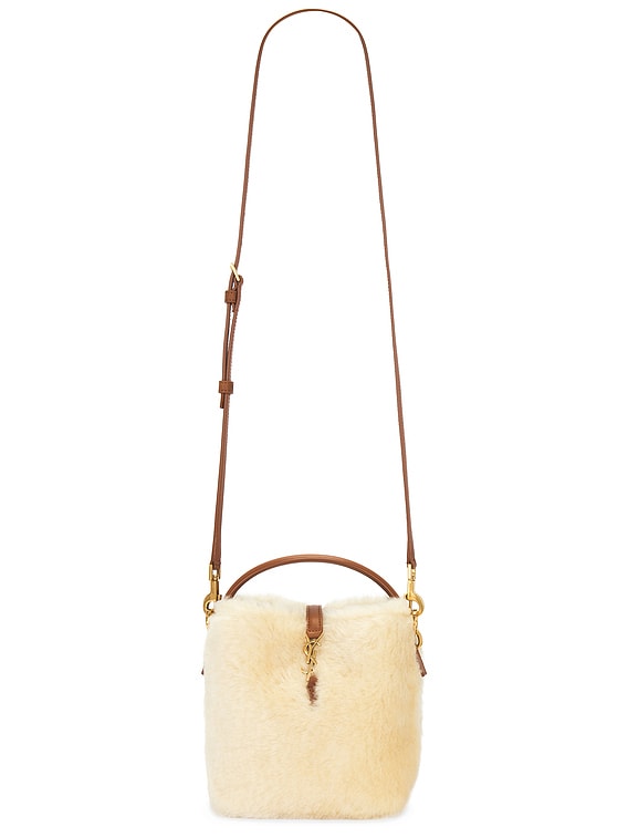 Saint Laurent Mini Le 37 Bucket Bag in Cream Beige & Brick