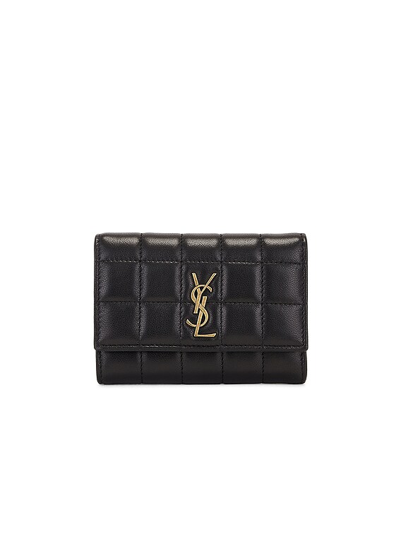 Saint Laurent Slim Tri fold Wallet in Noir FWRD