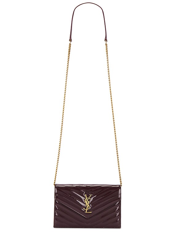 Saint Laurent Envelope Chain Wallet Bag in Dark Red Wine | FWRD