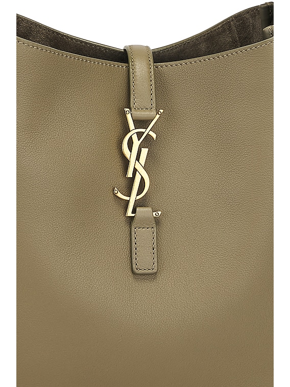 Saint Laurent Small Le 5 A 7 Supple Hobo Bag in Strong Moss