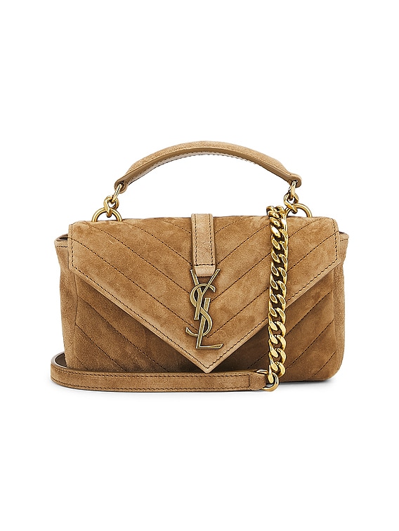 Saint Laurent Mini College Chain Bag in Gold Leaf | FWRD