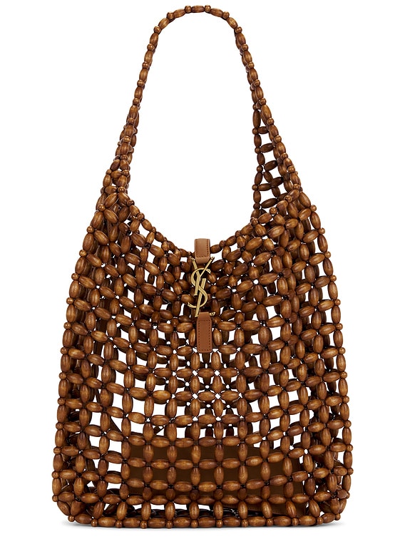 Saint Laurent Large Le 5 A 7 Supple Hobo Bag in Tan Natural