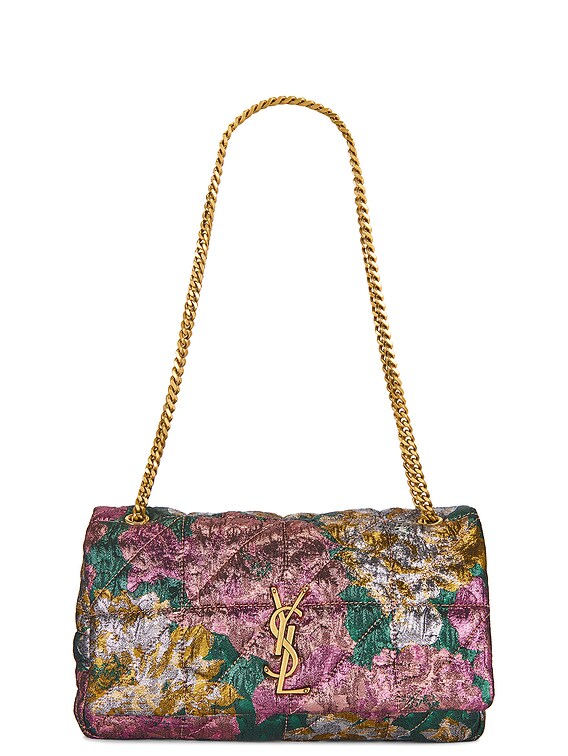 Saint Laurent Medium Jamie Chain Bag in Green & Pink Lame | FWRD