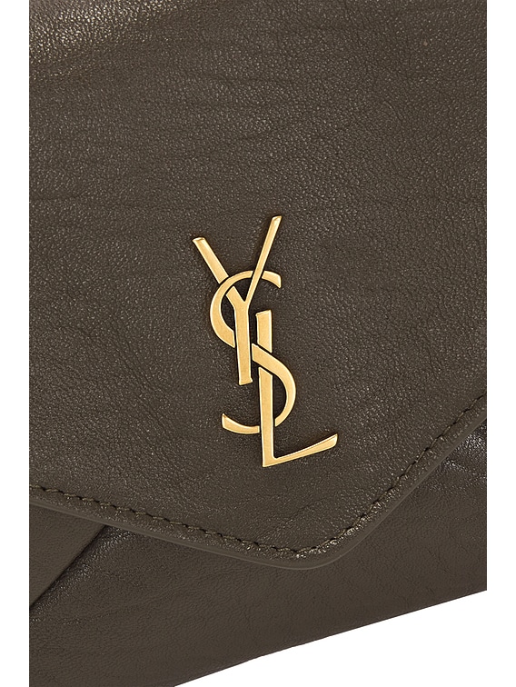 Saint Laurent Small Pouch On Chain in Light Musk | FWRD