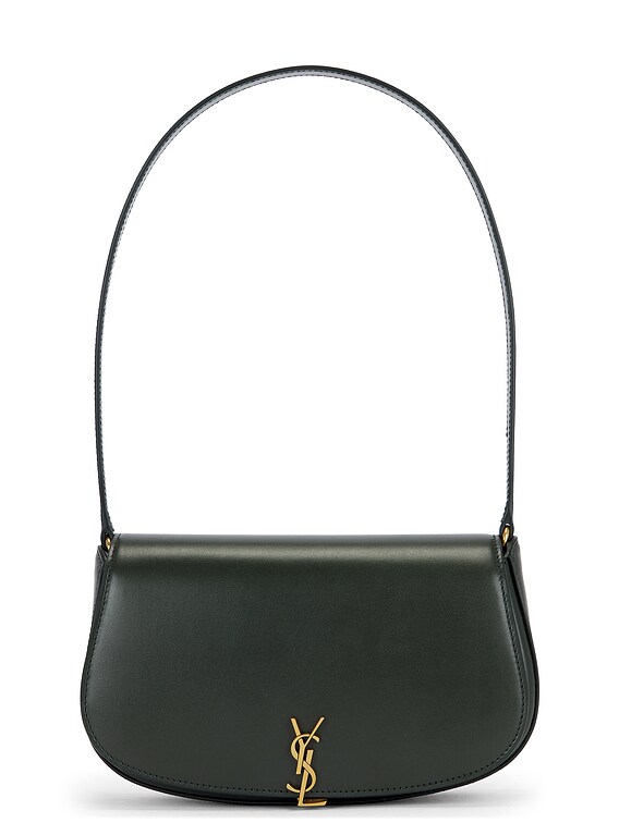 YVES SAINT LAURENT ショルダーバッグ Yves Saint Laurent Green Smooth Leather Le 61 Framed Small Saddle