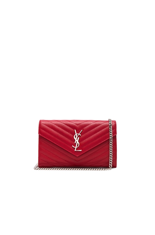 ysl envelope chain wallet red