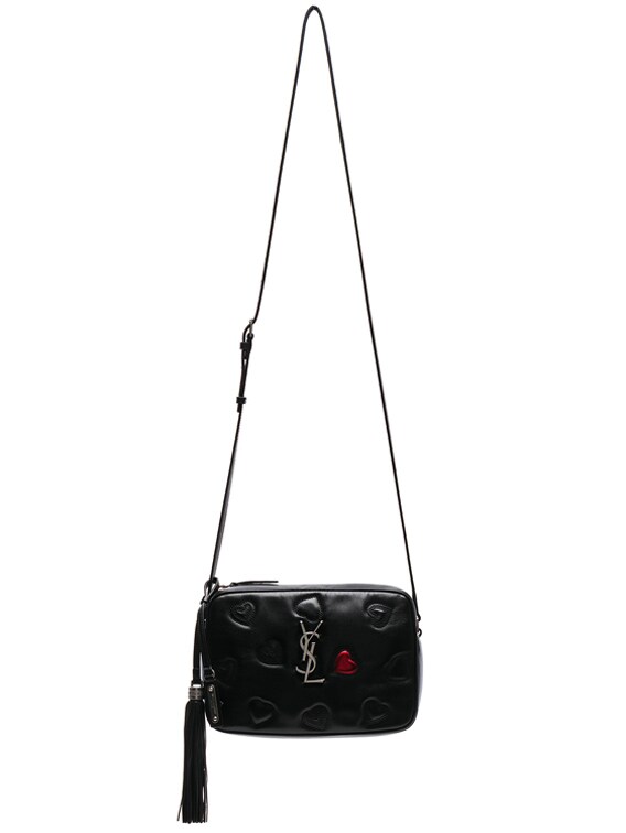 Saint Laurent Monogram Hearts Leather Crossbody Phone Bag In Red