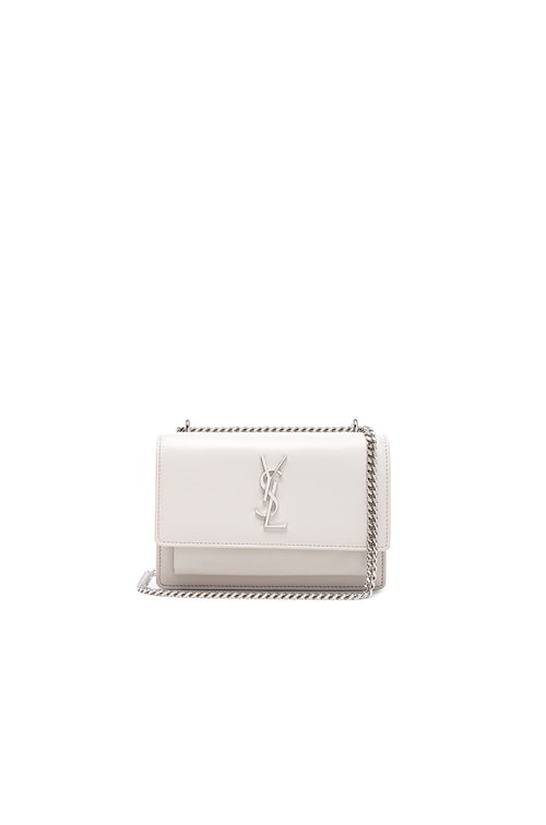 Saint Laurent Sunset Chain Wallet in Icy White