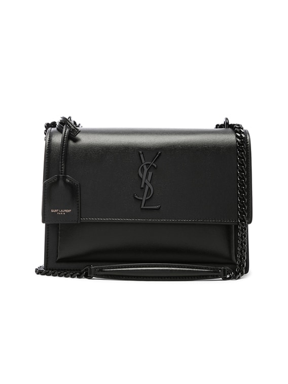 Saint Laurent Sunset Crossbody Bag Medium Black in Leather with