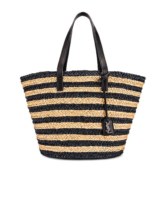 Saint Laurent Medium Panier Raffia Bag in Natural & Black | FWRD