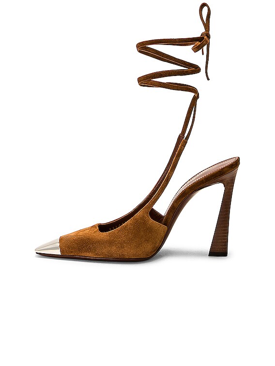 Saint Laurent Tom Lace Up Pump in Saddle Red | FWRD
