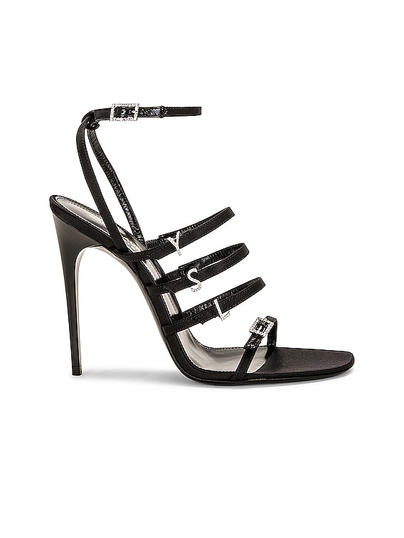 【送料&関税込】Saint Laurent Jerry Satin Sandals Saint Laurent Jerry Sandal in Nero | FWRD