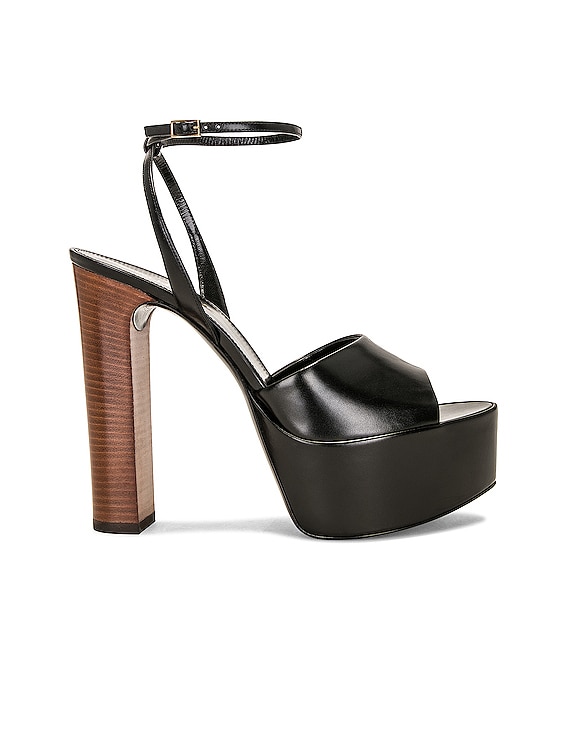 サンダル・ミュール SAINT LAURENT JODIE PLATFORM SANDALS IN NAPPA Saint Laurent Jodie Platform Sandal in Nero | FWRD