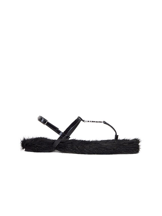 Saint Laurent Cassandra Flat Sandal in Nero | FWRD