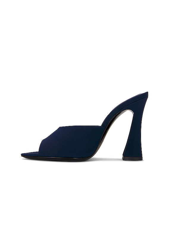 【2plan】Lauren Mule Saint Laurent Suite Mule Sandal in Dark Blue | FWRD