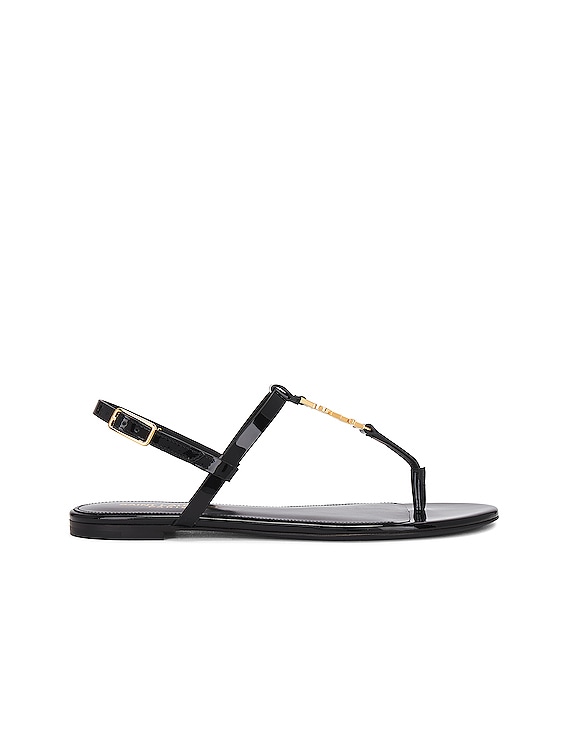 【Saint Laurent】送料/関税込 CASSANDRA FLAT SANDALS Saint Laurent Cassandra Flat Sandal in Noir | FWRD