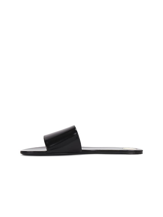 Saint Laurent Carlyle Flat Slide in Noir | FWRD