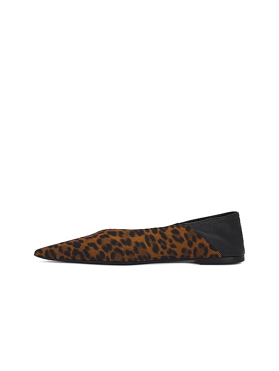 Saint Laurent Carolyn Flat Slipper in Manto Naturale & Nero