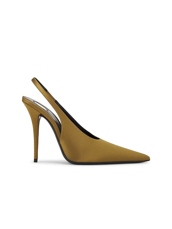 【送料&関税込】Saint Laurent miller Brown Slingback Pumps W SAINT LAURENT Miller patent-leather slingback wedge pumps