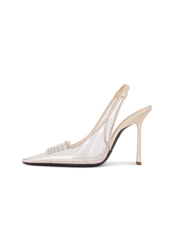 Saint Laurent Stone Slingback Pump in Transparent & Bellflow