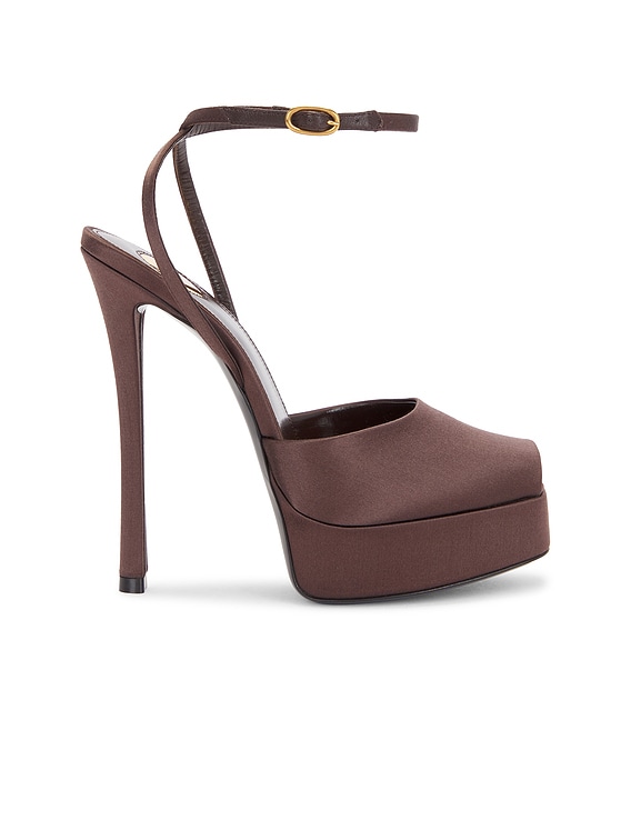 【Saint Laurent】LIBERAT SANDAL 110MM◆806064AACSQ Saint Laurent Liberat Platform Sandal in Black Brown | FWRD