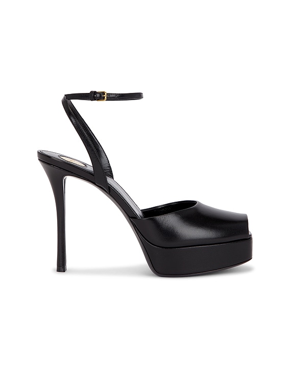 Saint Laurent La Scandale Platform Sandal in Nero | FWRD