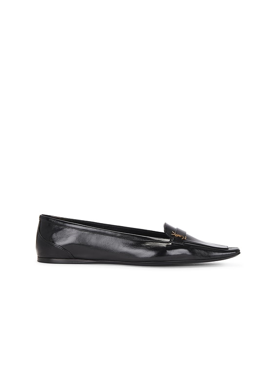 Saint Laurent Poppy Ballerina Flat in Nero | FWRD