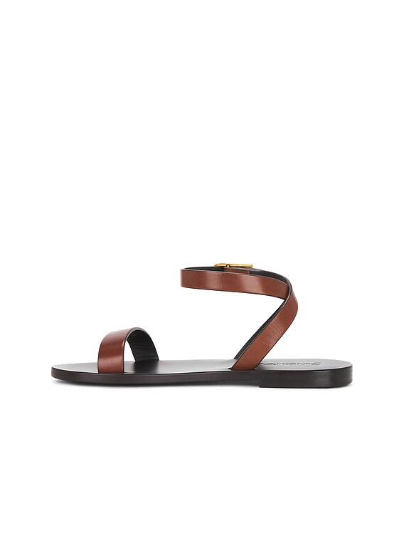 Saint Laurent Buckle Flat Sandal in Bruciato | FWRD