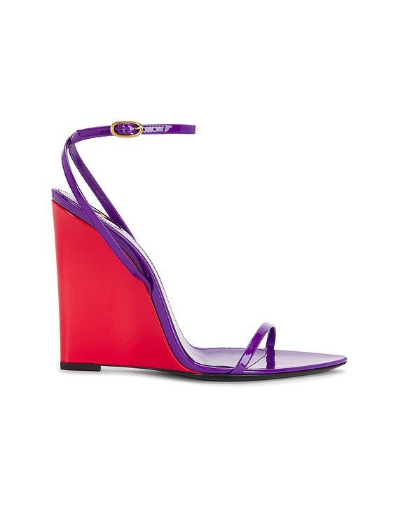Saint Laurent May Wedge Sandal in Acinous Violet | FWRD