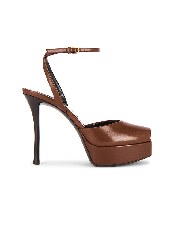 ★VIP価格SALE★Saint Laurent★Le Scandale サンダル Burgundy La Scandale patent-leather wedge sandals | SAINT
