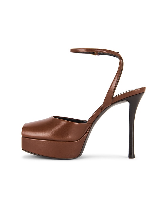 Saint Laurent La Scandale Sandal in Aesthetic Brown | FWRD