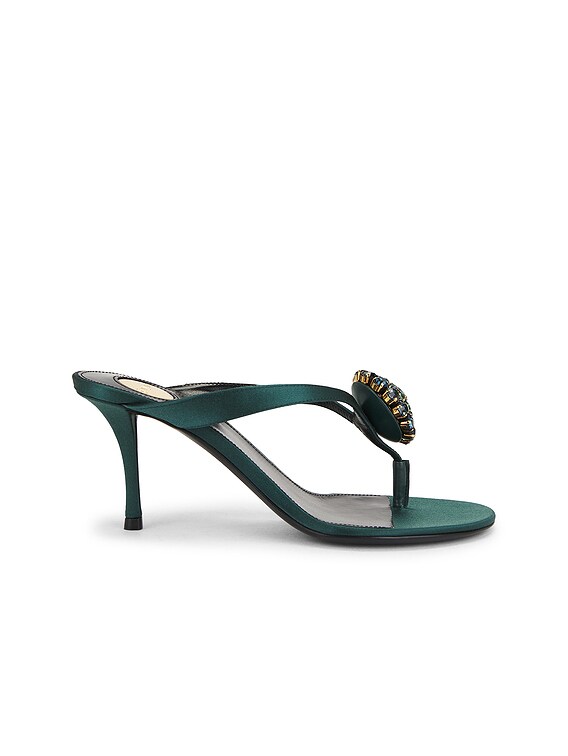 SAINT LAURENT BRIDGET サンダル Saint Laurent Bridget Sandal in Glass Bottle Green | FWRD