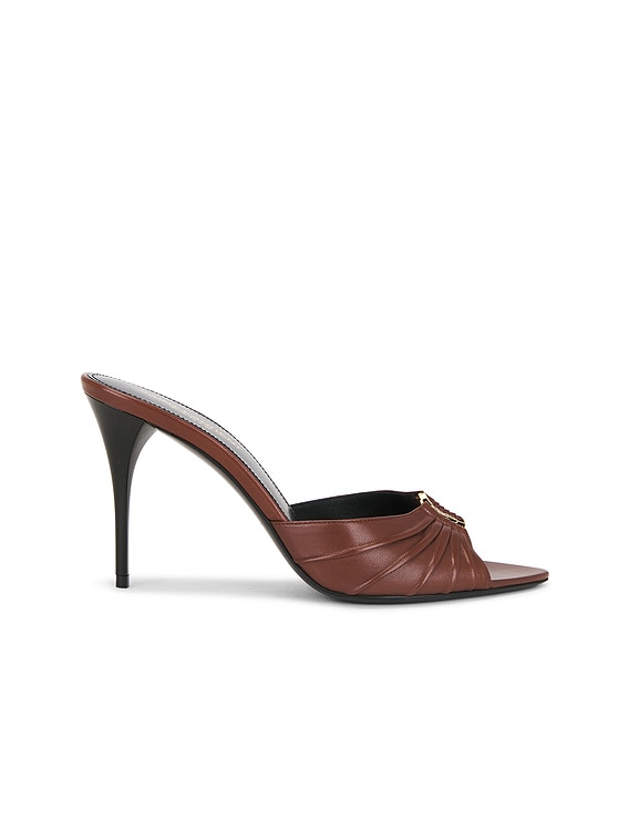サンダル・ミュール Saint Laurent FW25 BABYLON MULE 90 (819075AADF0 2603) Saint Laurent Babylone Mule Sandal in Aesthetic Brown | FWRD