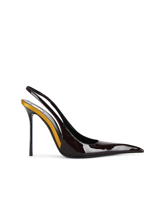 Saint Laurent Amalia Slingback Pump in Marron Glace | FWRD