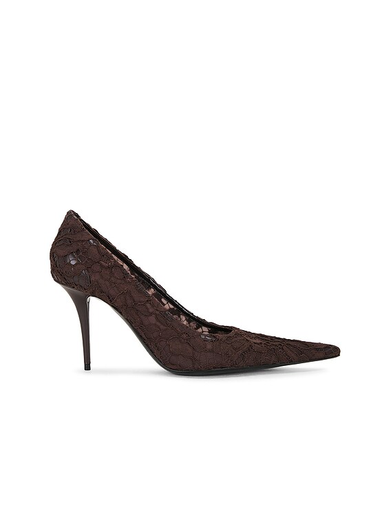Saint Laurent Thierry Pump in Lace Brown & Deep Brown | FWRD