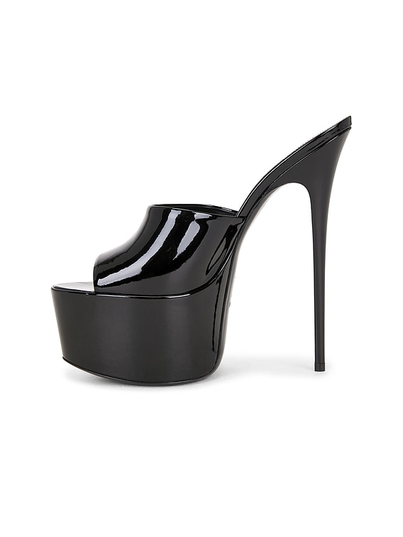 Saint Laurent Kika Platform Sandal in Noir | FWRD