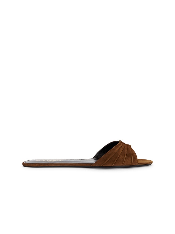 サンローラン SAINT LAURENT SL321F 002 ハバナ　茶色 Saint Laurent Babylone Slide Sandal in Dark Havana | FWRD