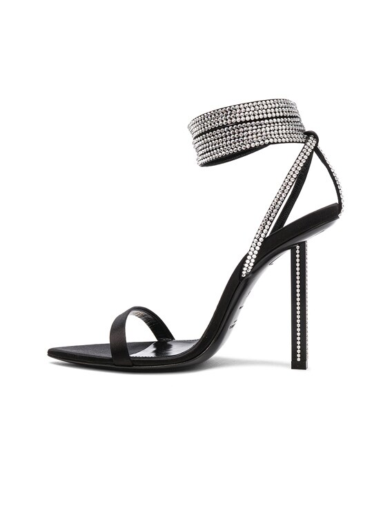 Saint Laurent Tower Crystal Embellished Satin Ankle Strap Sandals