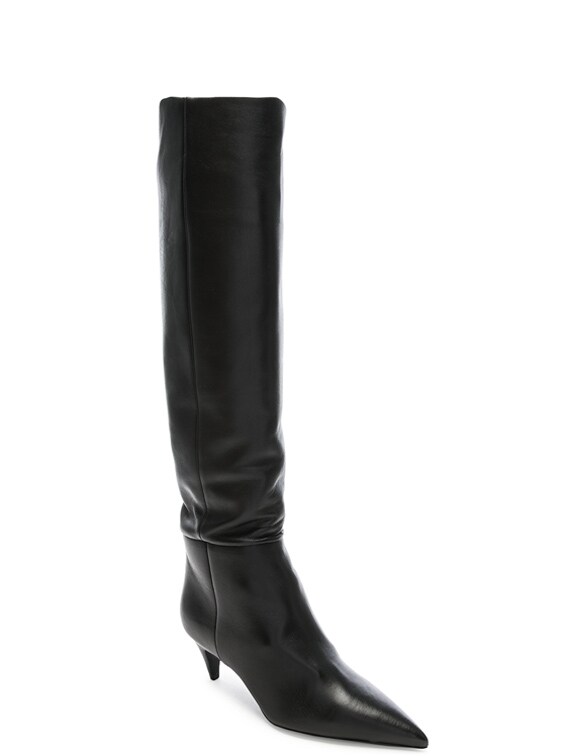 black kitten heel knee high boots