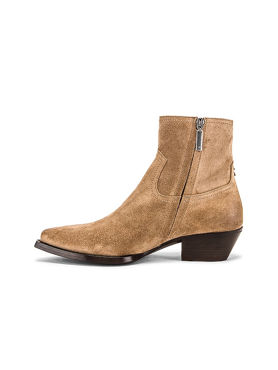 Saint Laurent Lukas Fringe Boots in New Sigaro | FWRD display picture 3