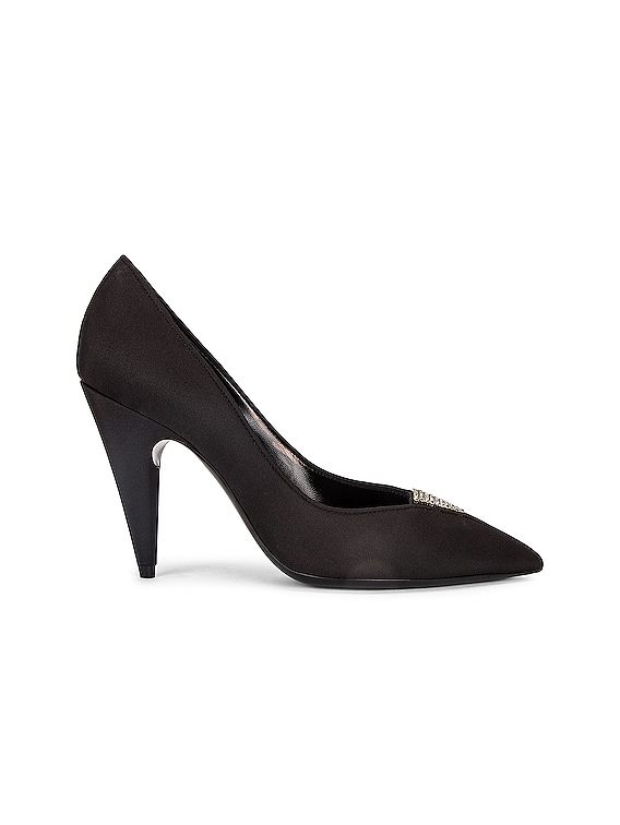 Saint Laurent Romy Pumps in Noir & Crystal | FWRD