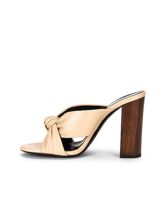 Saint Laurent Bianca Mules in Beige Cotton | FWRD